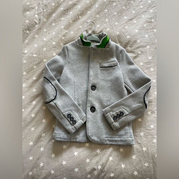 Armani Junior Boy Grey Knit Notched Collar Blazer 8 Yrs/ 130